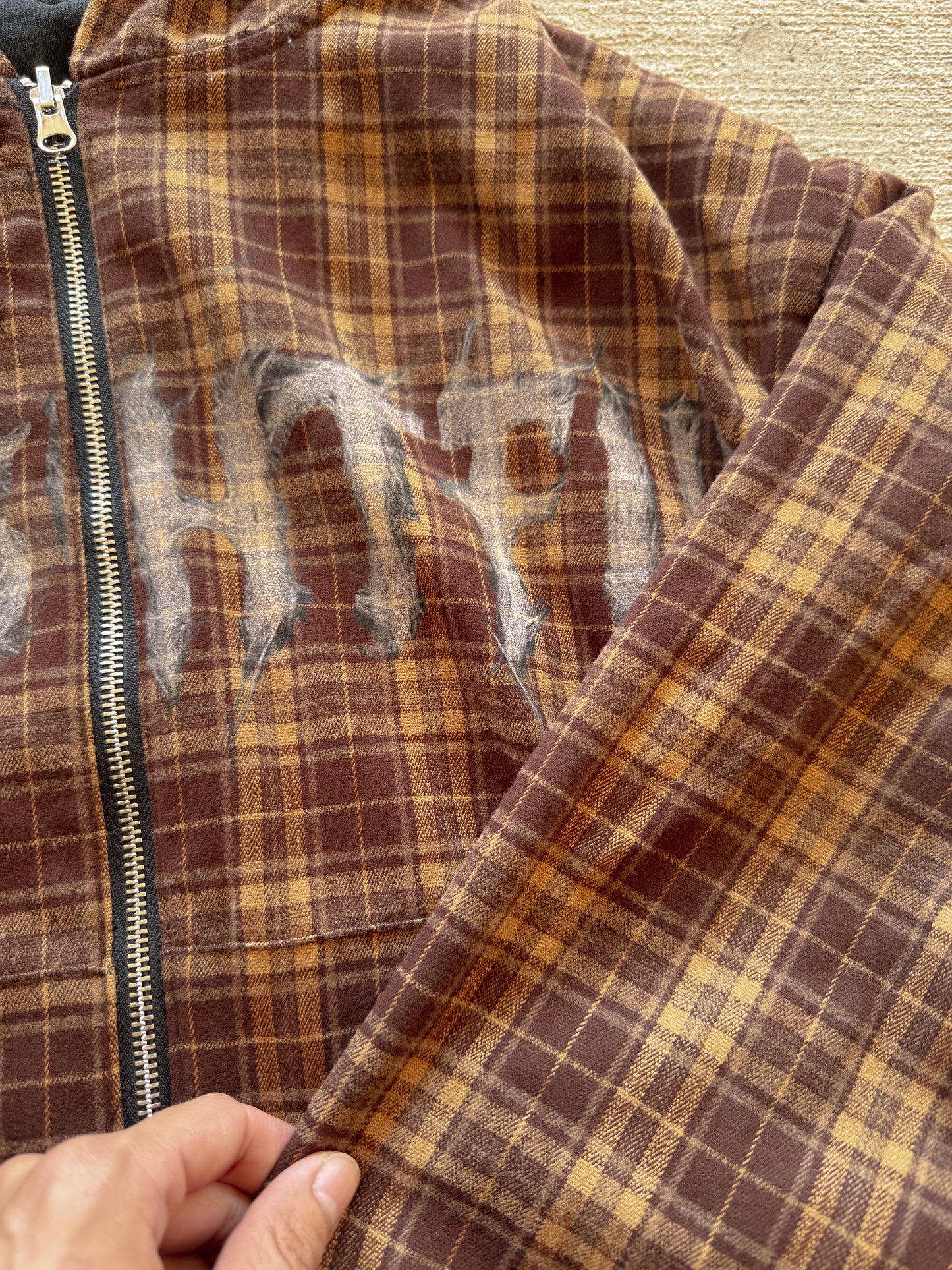 Reversible Plaid Zip Up